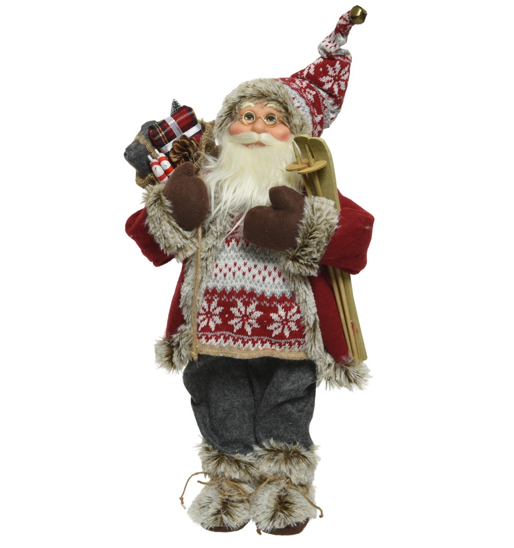 Kaemingk Red & White Smiling Nordic Santa with Skis – Birstall Garden ...