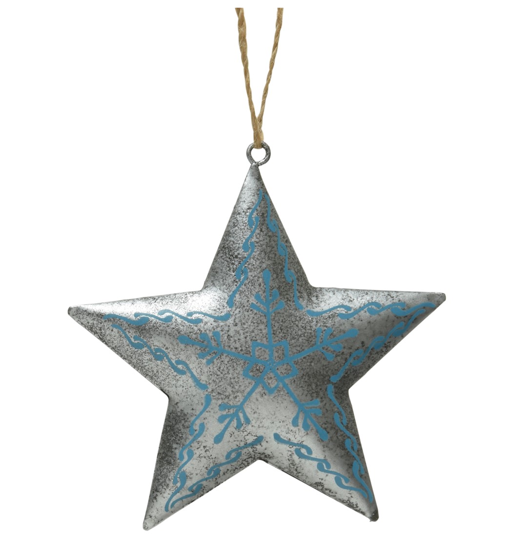 Kaemingk Silver & Light Blue Nordic Metal Star – Birstall Garden Centre